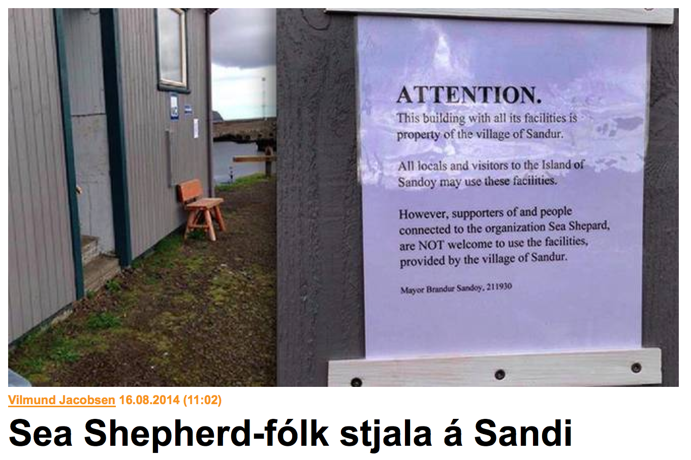 "Sea Shepherd steals on Sandoy" coverage by in.fo.